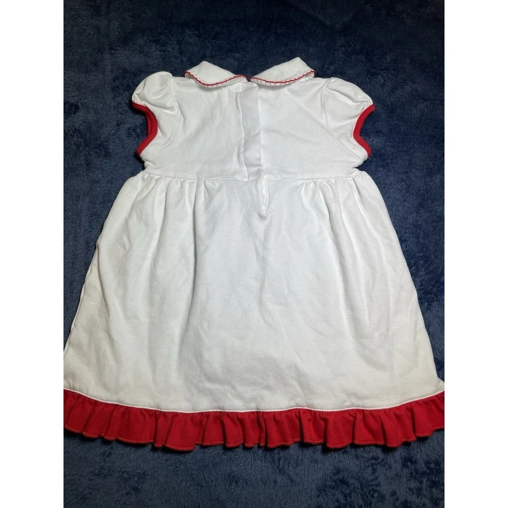 Magnolia Baby White USA Flag Red Accents White Collar Dress 24 Month Pima Cotton